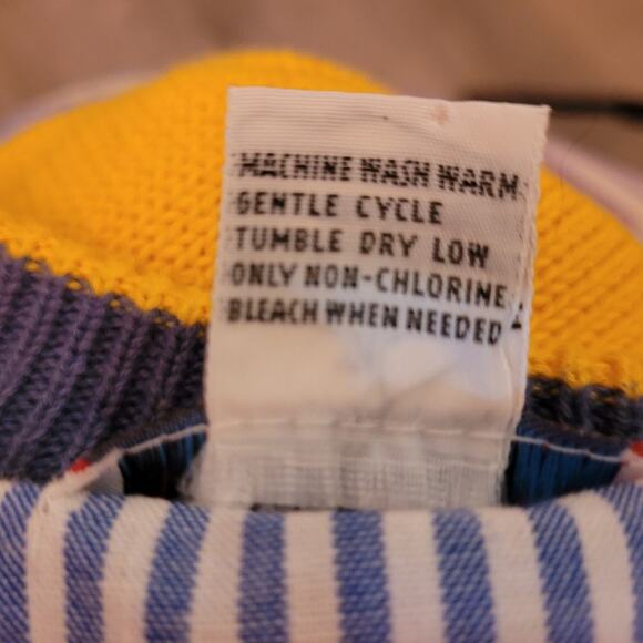 Vntg 80s 90s Great Lakes Recreation Mens Yellow Cotton Knit Sweater XL Dadcore - Picture 10 of 10